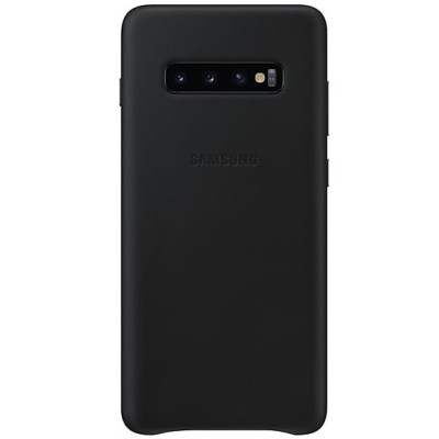 Samsung Galaxy S10+ (G975) Leather Cover чёрный кожаный чехол | Vacins.lv