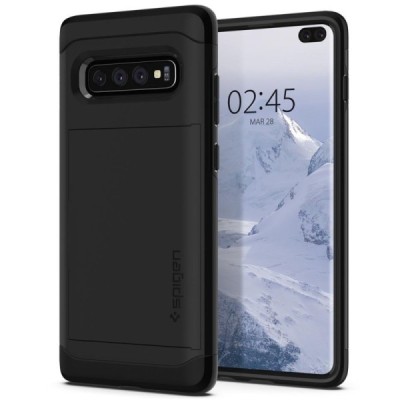 „Spigen“ Slim Armor CS Samsung Galaxy S10+ (G975) чёрный твердый силиконовый чехол | Vacins.lv
