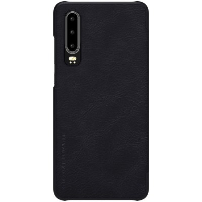 Роскошный чёрный кожаный чехол Nillkin Qin Series для Huawei P30 | Vacins.lv
