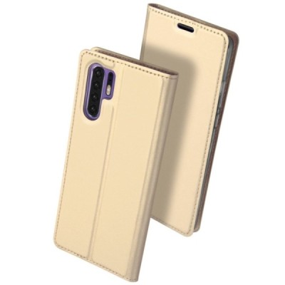 Huawei P30 Pro „Dux Ducis“ Skin sērijas zelta ādas atvērams maciņš / Vacins.lv