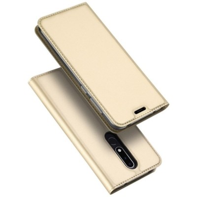 „Dux Ducis“ Skin серии Nokia 3.1 Plus (2018) золотой кожаный чехол-книжка | Vacins.lv