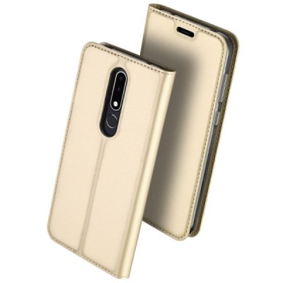 „Dux Ducis“ Skin серии Nokia 3.1 Plus (2018) золотой кожаный чехол-книжка | Vacins.lv