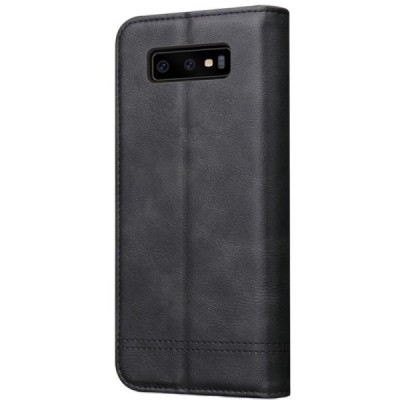 Samsung Galaxy S10e (G970) „Deluxe“ ādas atvēramais melns maciņš (maks) / Vacins.lv