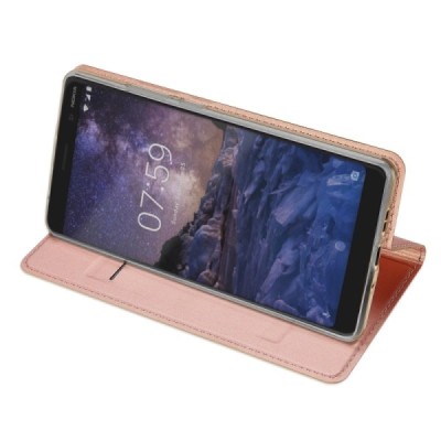 „Dux Ducis“ Skin серии Nokia 7 Plus розовый кожаный чехол-книжка | Vacins.lv