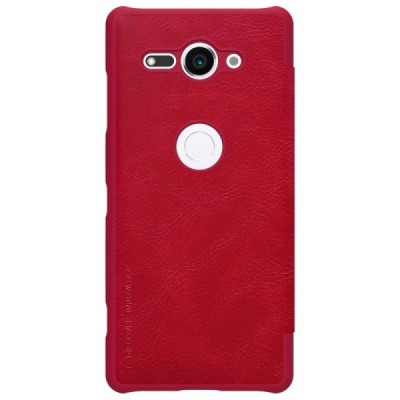 Роскошный красный кожаный чехол Nillkin Qin Series для Sony Xperia XZ2 Compact | Vacins.lv