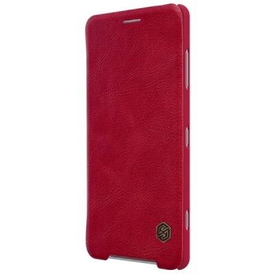 Роскошный красный кожаный чехол Nillkin Qin Series для Sony Xperia XZ2 Compact | Vacins.lv