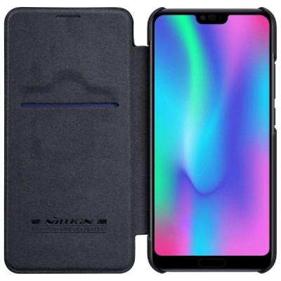 Greznais „Nillkin“ Qin sērijas ādas atvērams melns Huawei Honor 10 maciņš / Vacins.lv