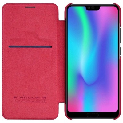 Роскошный красный кожаный чехол Nillkin Qin Series для Huawei Honor 10 | Vacins.lv
