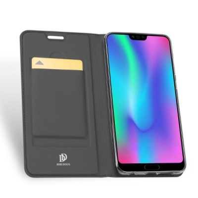 „Dux Ducis“ Skin serijos Huawei Honor 10 juodas odinis atverčiamas dėklas / Priedai.lt