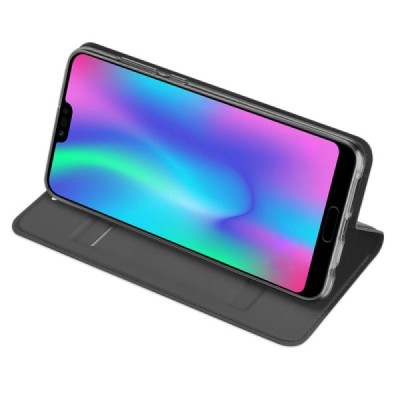 „Dux Ducis“ Skin serijos Huawei Honor 10 juodas odinis atverčiamas dėklas / Priedai.lt