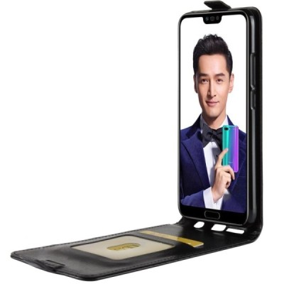 Huawei Honor 10 классический чехол-книжка из кожи - чёрный | Vacins.lv