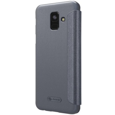 Samsung Galaxy A6 2018 (A600F) серый кожаный чехол-книжка Nillkin Sparkle | Vacins.lv