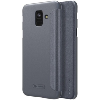 Samsung Galaxy A6 2018 (A600F) серый кожаный чехол-книжка Nillkin Sparkle | Vacins.lv