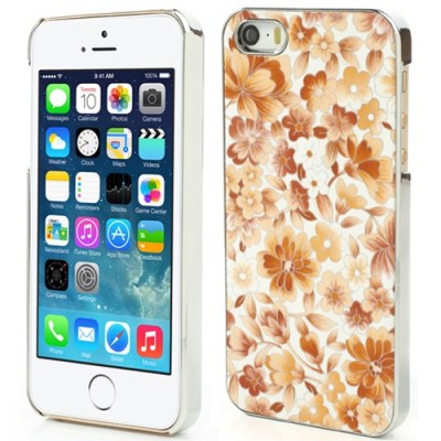 Oranžs „Ziedi“ plastmasas Apple iPhone 5 / 5S apvalks / vacins.lv