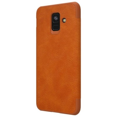 Greznais „Nillkin“ Qin sērijas ādas atvērams brūns Samsung Galaxy A6 2018 (A600F) maciņš / Vacins.lv