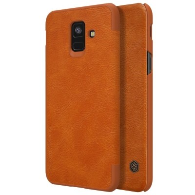 Greznais „Nillkin“ Qin sērijas ādas atvērams brūns Samsung Galaxy A6 2018 (A600F) maciņš / Vacins.lv