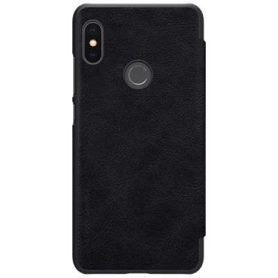 Роскошный чёрный кожаный чехол Nillkin Qin Series для Xiaomi Redmi Note 5 2018 (Redmi Note 5 Pro) | Vacins.lv