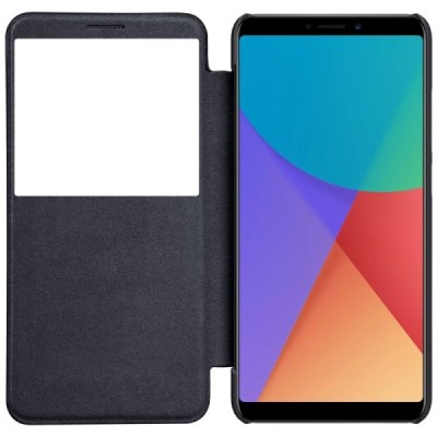 Роскошный чёрный кожаный чехол Nillkin Qin Series для Xiaomi Redmi Note 5 2018 (Redmi Note 5 Pro) | Vacins.lv