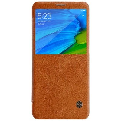 Роскошный коричневый кожаный чехол Nillkin Qin Series для Xiaomi Redmi Note 5 2018 (Redmi Note 5 Pro) | Vacins.lv