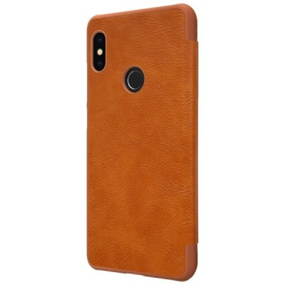 Роскошный коричневый кожаный чехол Nillkin Qin Series для Xiaomi Redmi Note 5 2018 (Redmi Note 5 Pro) | Vacins.lv