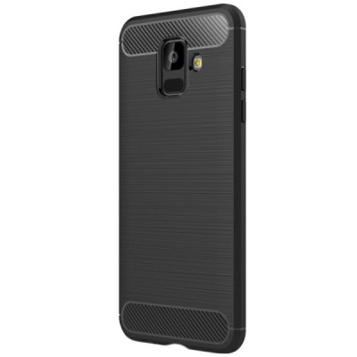 Samsung Galaxy A6 2018 (A600F) „Carbon“ cieta silikona (TPU) melns apvalks / vacins.lv