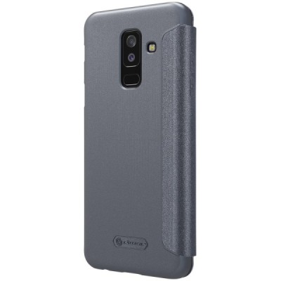 Samsung Galaxy A6+ 2018 (A605F) серый кожаный чехол-книжка Nillkin Sparkle | Vacins.lv