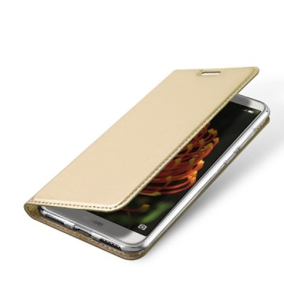 Huawei Y6 2018 (Honor 7A) „Dux Ducis“ Skin sērijas zelta ādas atvērams maciņš / Vacins.lv