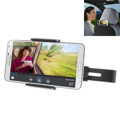 Juodas automobilinis telefono laikiklis tvirtinamas prie galvos atlošo / Priedai.lt