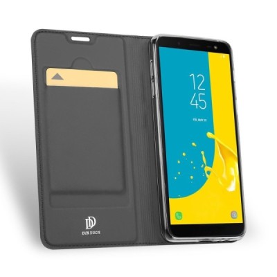 „Dux Ducis“ Skin серии Samsung Galaxy J6 2018 (J600) чёрный кожаный чехол-книжка | Vacins.lv