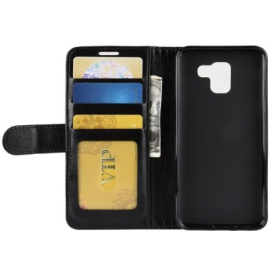 Samsung Galaxy J6 2018 (J600) открываемый чёрный кожаный чехол - книжка | Vacins.lv