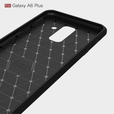 Samsung Galaxy A6+ 2018 (A605F) „Carbon“ твердый силиконовый чехол (TPU) - черный | Vacins.lv