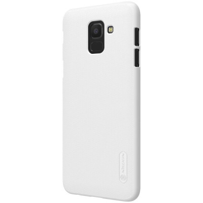 Samsung Galaxy J6 2018 (J600) Nillkin Frosted Shield белый пластиковый чехол + защитная пленка для экрана | Vacins.lv