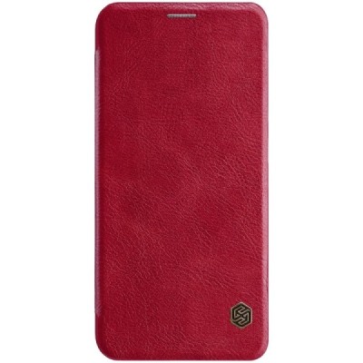 Роскошный красный кожаный чехол Nillkin Qin Series для Samsung Galaxy J6 2018 (J600) | Vacins.lv