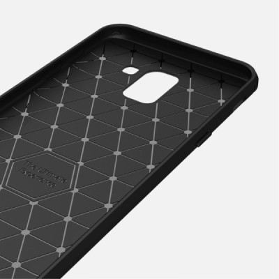 Samsung Galaxy J6 2018 (J600) „Carbon“ твердый силиконовый чехол (TPU) - черный | Vacins.lv