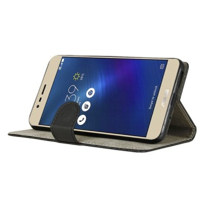 Asus Zenfone 3 Max (ZC553KL) atvēramais melns ādas „Crazy Horse“ futrālis - maciņš / Vacins.lv
