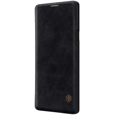 Роскошный чёрный кожаный чехол Nillkin Qin Series для Samsung Galaxy Note 9 (N960F) | Vacins.lv