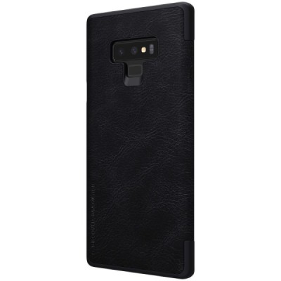 Роскошный чёрный кожаный чехол Nillkin Qin Series для Samsung Galaxy Note 9 (N960F) | Vacins.lv