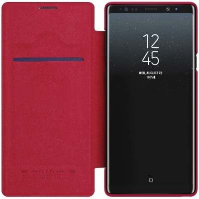 Роскошный красный кожаный чехол Nillkin Qin Series для Samsung Galaxy Note 9 (N960F) | Vacins.lv