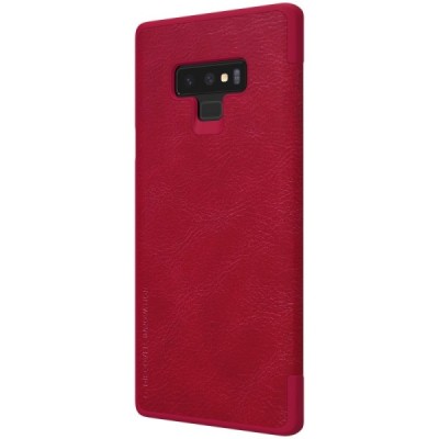 Роскошный красный кожаный чехол Nillkin Qin Series для Samsung Galaxy Note 9 (N960F) | Vacins.lv