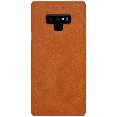 Greznais „Nillkin“ Qin sērijas ādas atvērams brūns Samsung Galaxy Note 9 (N960F) maciņš / Vacins.lv