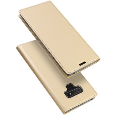 Samsung Galaxy Note 9 (N960F) „Dux Ducis“ Skin sērijas zelta ādas atvērams maciņš / Vacins.lv