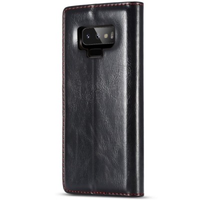 Samsung Galaxy Note 9 (N960F) „CaseMe“ твердый открываемый чёрный кожаный чехол - книжка | Vacins.lv