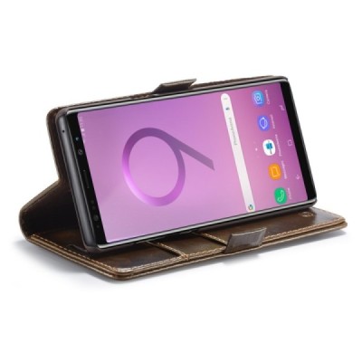 Samsung Galaxy Note 9 (N960F) „CaseMe“ твердый открываемый темно-коричневый кожаный чехол - книжка | Vacins.lv