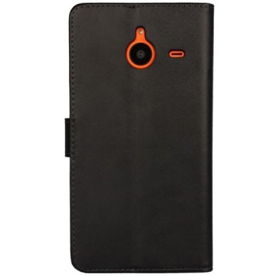 Microsoft Lumia 640 XL открываемый чёрный кожаный чехол - книжка | Vacins.lv
