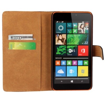 Microsoft Lumia 640 XL открываемый чёрный кожаный чехол - книжка | Vacins.lv