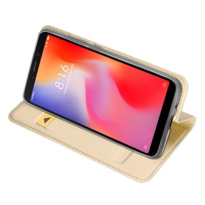 Xiaomi Redmi 6 „Dux Ducis“ Skin sērijas zelta ādas atvērams maciņš / Vacins.lv
