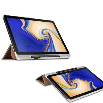 Samsung Galaxy Tab S4 10.5 (T835, T830) золотой кожаный чехол-книжка (складной) | Vacins.lv