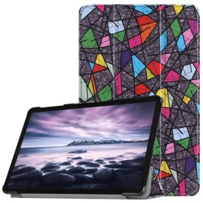 Samsung Galaxy Tab A 10.5 2018 (T590, T595) Mozaika открываемый разноцветный кожаный чехол - книжка | Vacins.lv