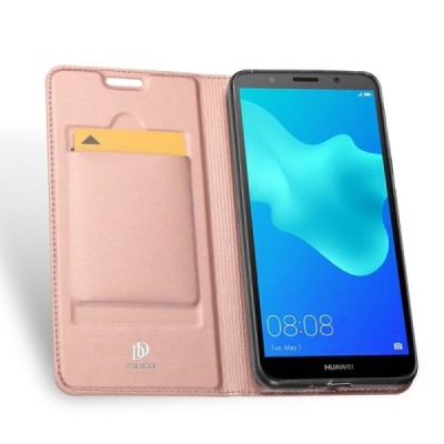 „Dux Ducis“ Skin серии Huawei Y5 2018 (Honor 7S) розовый кожаный чехол-книжка | Vacins.lv