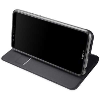 Huawei Honor 9 Lite „Dux Ducis“ Skin sērijas melns ādas atvērams maciņš / Vacins.lv